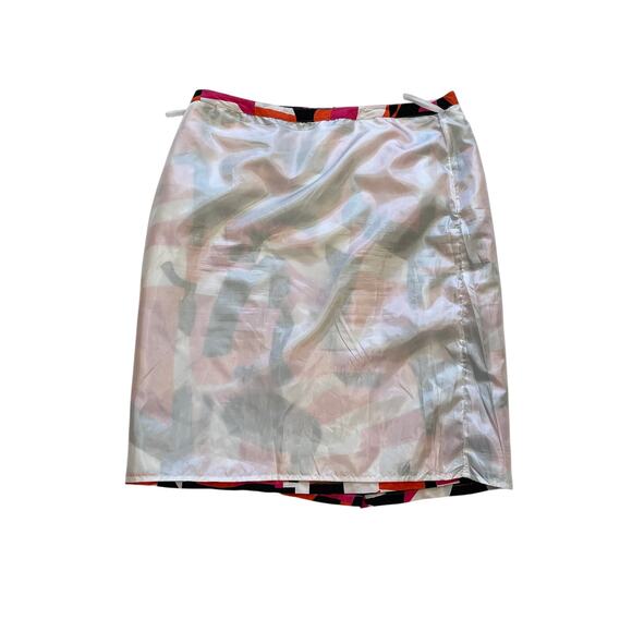 appraisal Ramie Blend Geometric Print Pink, Orange, Pencil Skirt Lined, 14 - Picture 4 of 12